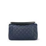 Navy Caviar Quilted CC Filigree Single Flap Bag Medium Aged Gold Hardware - Image 4