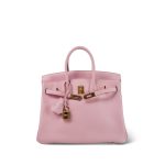 Birkin 25 Rose Sakura Swift Gold Plated X Stamp - Image 6