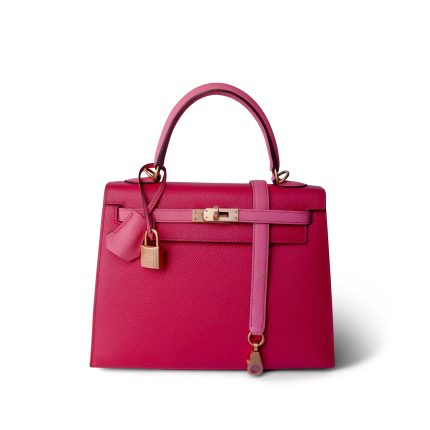 Kelly Sellier 25  Bi-Color Horseshoe (HSS) Rose Extreme/Rose Azalee Epsom Gold Plated Y Stamp