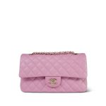 22S Pink Caviar Quilted Medium Classic Flap Light Gold Hardware