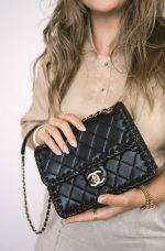 Black Calfskin Braided My Own Frame Flap Bag Aged GHW - Image 2