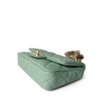 23P Light Green Lambskin Quilted Funkytown Flap Bag Antique Gold Hardware - Image 7