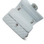 Light Blue Caviar Quilted Classic Flap Small Silver Hardware - Image 14