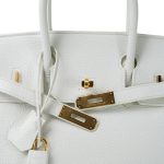 Birkin 30 White Clemence Gold Plated N Square Stamp - Image 15