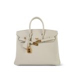 Birkin 25 Craie Veau Togo Gold Plated T Stamp - Image 5