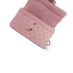 22C Sakura Pink Caviar Quilted Classic Flap Small LGHW - Image 15