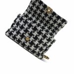 Black White Ecru Houndstooth Tweed Quilted Large 19 Flap MHW - Image 4
