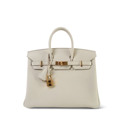 Birkin 25 Craie Veau Togo Gold Plated T Stamp
