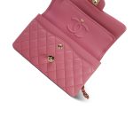 22A Pink Caviar Quilted Classic Flap Small Light Gold Hardware - Image 15