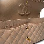 Beige Clair Caviar Quilted Classic Flap Medium Gold Hardware - Image 9