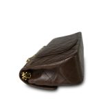 Brown Lambskin Quilted Classic Flap Small Gold Hardware - Image 9