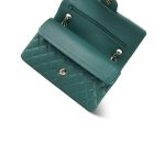 Dark Green Lambskin Quilted Classic Flap Medium Light Gold Hardware - Image 11