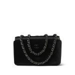 Black Velvet Quilted Small Vanity Case Black Hardware - Image 12