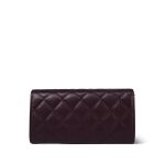 24B Burgundy Caviar Quilted Crystal CC Long Flap Card Holder Light Gold Hardware - Image 3