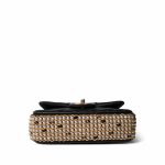 Black Lambskin Quilted Mini River of Pearls Flap Bag Aged Gold Hardware - Image 7