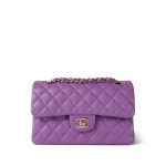22S Purple Caviar Quilted Classic Flap Small Light Gold Hardware