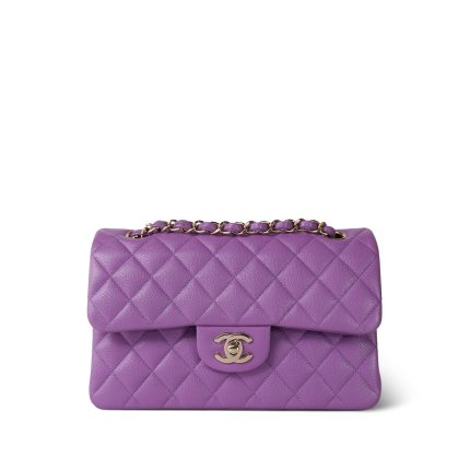 22S Purple Caviar Quilted Classic Flap Small Light Gold Hardware