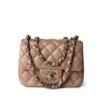 Pearly Beige Caviar Quilted Mini Square Flap SHW - Image 11