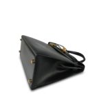 Kelly 28 Sellier Black Box Calfskin Gold Plated U Circle Stamp - Image 17