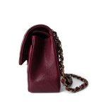 Wine/Burgundy Caviar Quilted Small Classic Double Flap LGHW - Image 3
