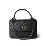 Trendy CC Grey Lambskin Quilted Small Light Gold Hardware