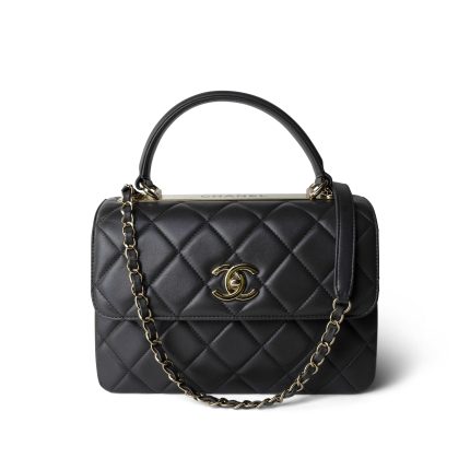 Trendy CC Grey Lambskin Quilted Small Light Gold Hardware