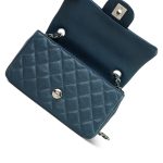 Pearly Navy Caviar Quilted Mini Rectangular Flap Silver Hardware - Image 14
