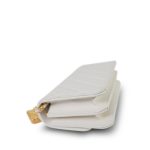 White Caviar Quilted Flap Charm Wallet On Chain WOC Gold Hardware - Image 10