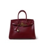 Birkin 30 Rouge Box Calfskin Gold Plated F Square Stamp - Image 3