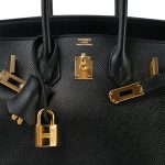 Birkin 25 Black Epsom Gold Plated R Square Stamp - Image 3