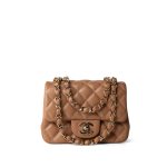 18S Beige Caviar Quilted Mini Square Flap Light Gold Hardware - Image 11