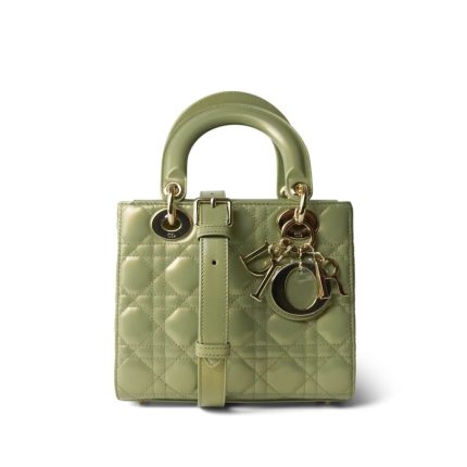 Glossy Green Lady Dior Patent Cannage Small