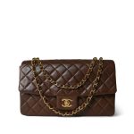 Brown Lambskin Quilted Single Flap Gold Hardware - Image 9