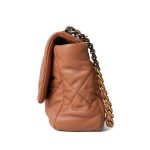 21K Caramel Lambskin Quilted 19 Flap Medium/Large Aged Gold Hardware - Image 5