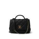 Black Caviar Quilted Business Affinity Flap Light Gold Hardware - Image 8