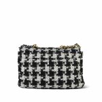 Black White Ecru Houndstooth Tweed Quilted Large 19 Flap MHW - Image 3