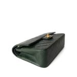 Vintage Dark Green Lambskin Quilted Classic Flap Medium Gold Hardware - Image 9