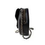 22S CC In Love Black Lambskin Quilted Large Heart Bag LGHW - Image 3