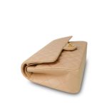 Beige Clair Lambskin Quilted Classic Flap Medium Gold Hardware - Image 7