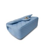 Light Blue Lambskin Quilted Mini Rectangular Flap LGHW - Image 9