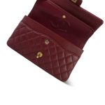 18C Dark Red Glittery Caviar Quilted Medium Classic Flap Aged Gold Hardware - Image 4