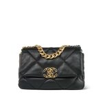 Black Lambskin Quilted 19 Flap Small MHW