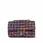 24S Multicolor Sequin Tweed Quilted Rectangular Mini Flap Light Gold Hardware