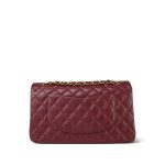 18C Dark Red Glittery Caviar Quilted Medium Classic Flap Aged Gold Hardware - Image 5