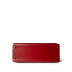 Kelly 28 Sellier Rouge Vif Box Calfskin Gold Plated V Stamp - Image 4