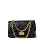 19A Black Aged Calfskin Quilted Mini Reissue 2.55 Flap Gold Hardware Light gold - Image 12