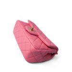 22S Pink Lambskin Quilted Mini Rectangular Pearl Crush Antique Gold Hardware - Image 9