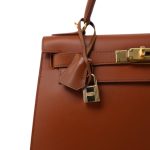 Kelly Sellier 28 Noisette Box Calfskin Gold Plated [E] Stamp - Image 3