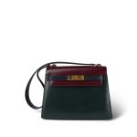 Mini Kelly Tri-Color (Vert Fonce / Rouge H / Blue Indigo) Box Calfskin Gold Plated P Circle Stamp - Image 11