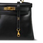 Kelly 28 Black Box Calfskin Retourne Gold Plated D Square Stamp - Image 3